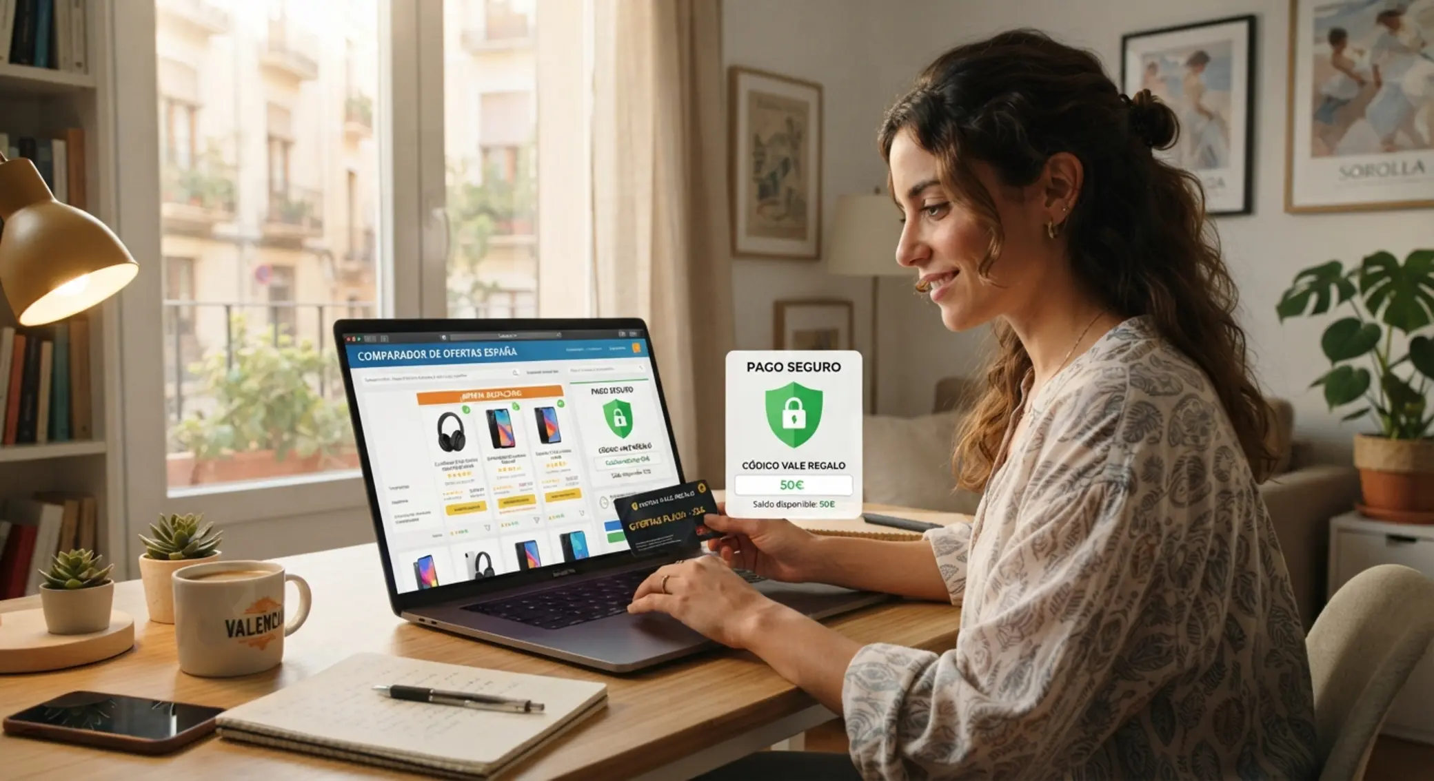 Comparativa de bonos con Paysafecard Usuario comparando bonos online y pago seguro con método prepago en portátil