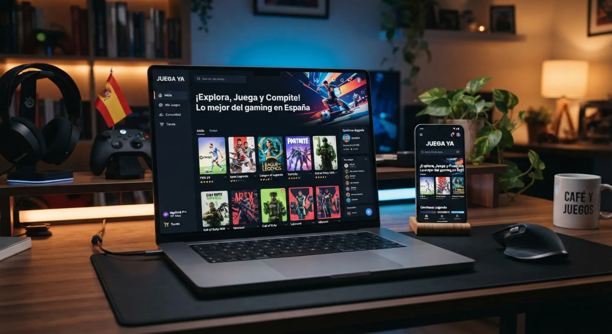 Interfaz moderna de plataforma online en portátil y móvil