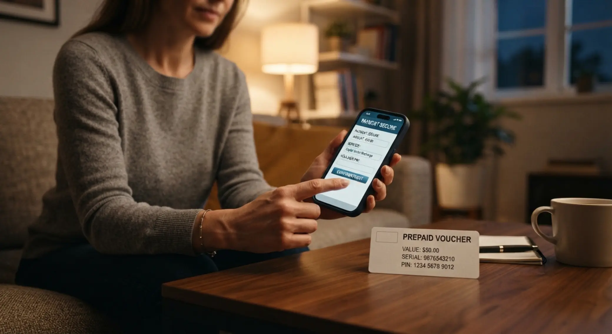Depósito móvil con método prepago Usuario realizando un depósito online desde el móvil con un cupón prepago