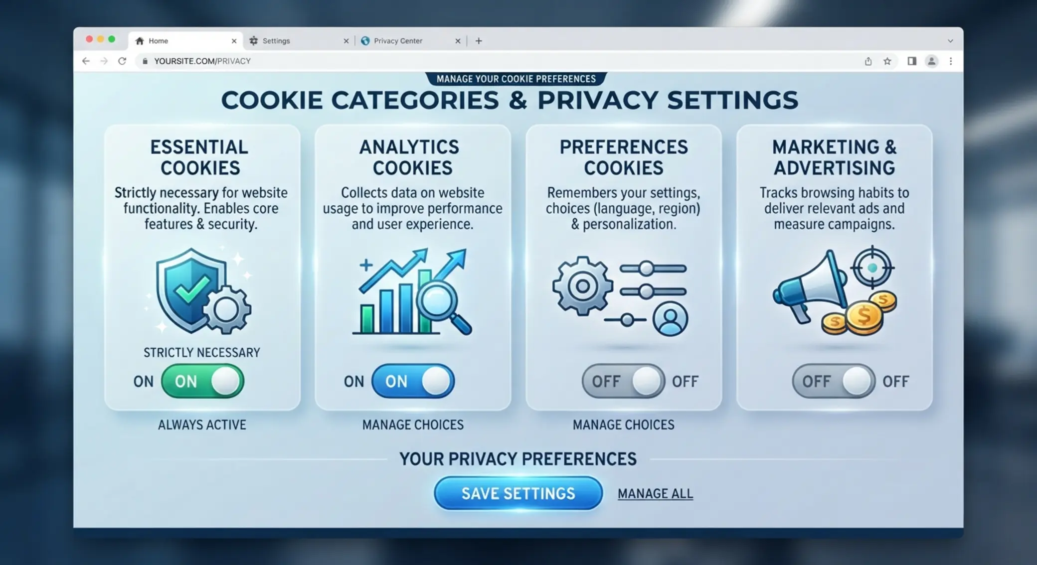 Cookies y preferencias de privacidad Configuración de cookies y preferencias de privacidad