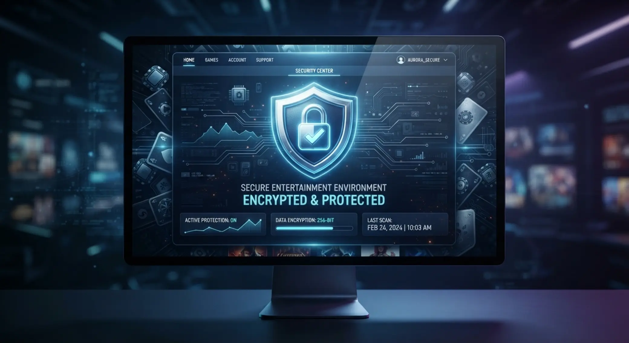 Visual de seguridad online con candado y protección digital