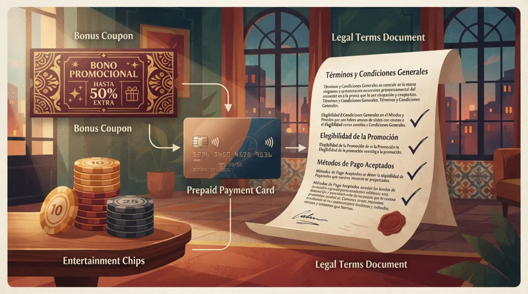 Bonos y elegibilidad de Paysafecard Cupón de bono y documento de condiciones vinculado a método prepago